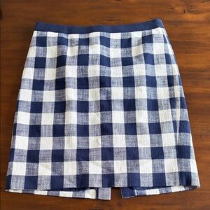 J. Crew Navy and White Checkered Pencil Skirt